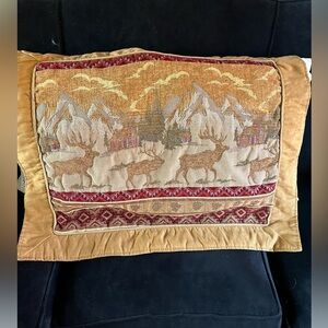 Mountain Lodge Elk Vintage tapestry pillow case 26”x32”- King or Wall Hanging